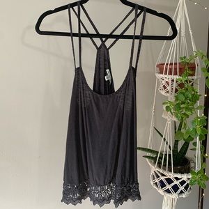 Black American Eagle Crochet Tank Top